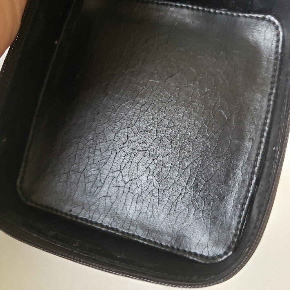 Gucci Black Smooth Leather Square Case Cosmetic Bag Pouch Zip Around 4x5" - Picture 10 of 11